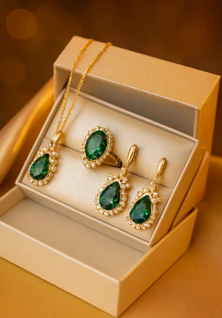 RELOJ + ANILLO + COLLAR (VERDE)