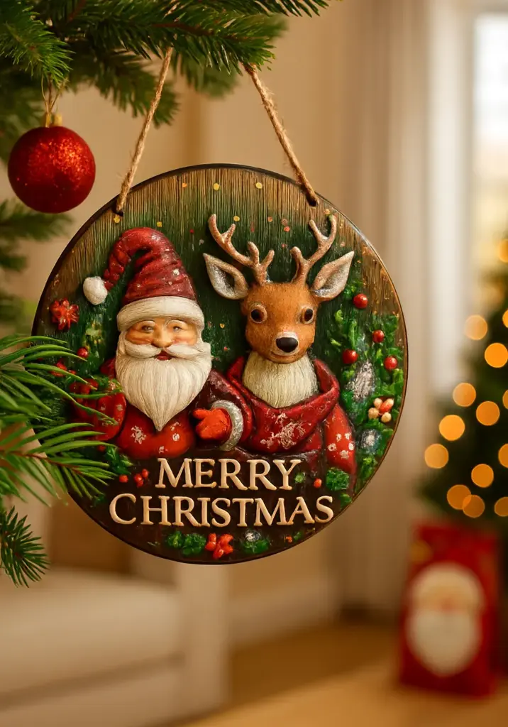 [HOG05] CORONA DE PORCHE MADERA REDONDA PARTY COOL