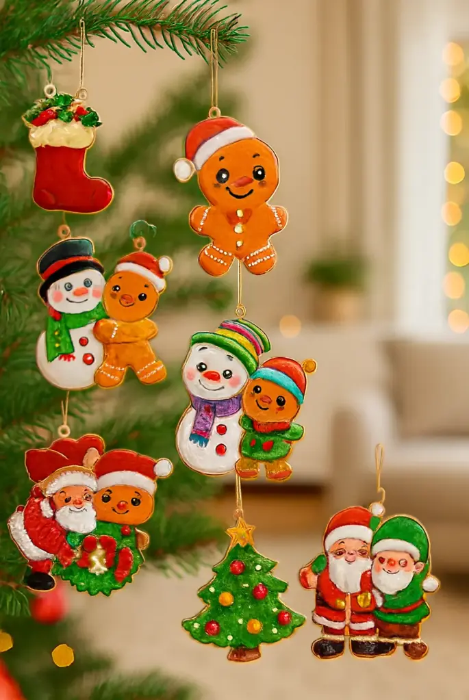 [HOG08] ADORNOS DE NAVIDAD MADERA ESTILO RETRO X24 PZAS